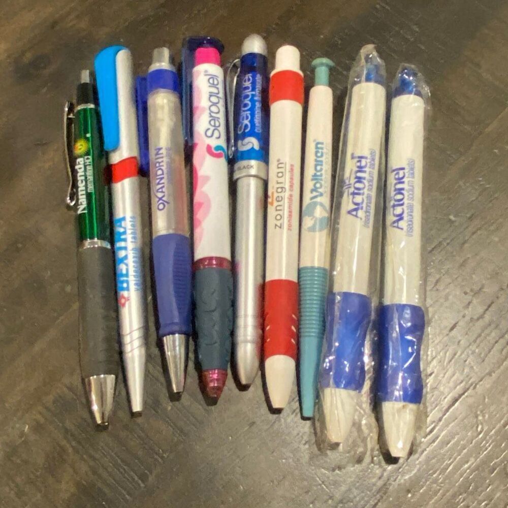 Pharmaceutical Drug Rep Advertising Pens Lot of 8 Seroquel Bextra Oxandrin More